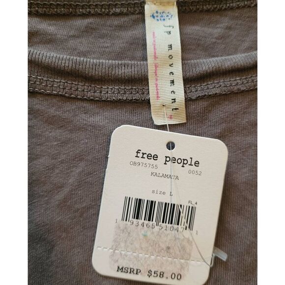 NWT Free People Movement Top Women's Large Brown Acadia Ruffle Crop Cotton - Picture 4 of 4